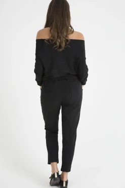 Rebellious Fashion Black Bardot Distressed Jumpsuit - Bethan