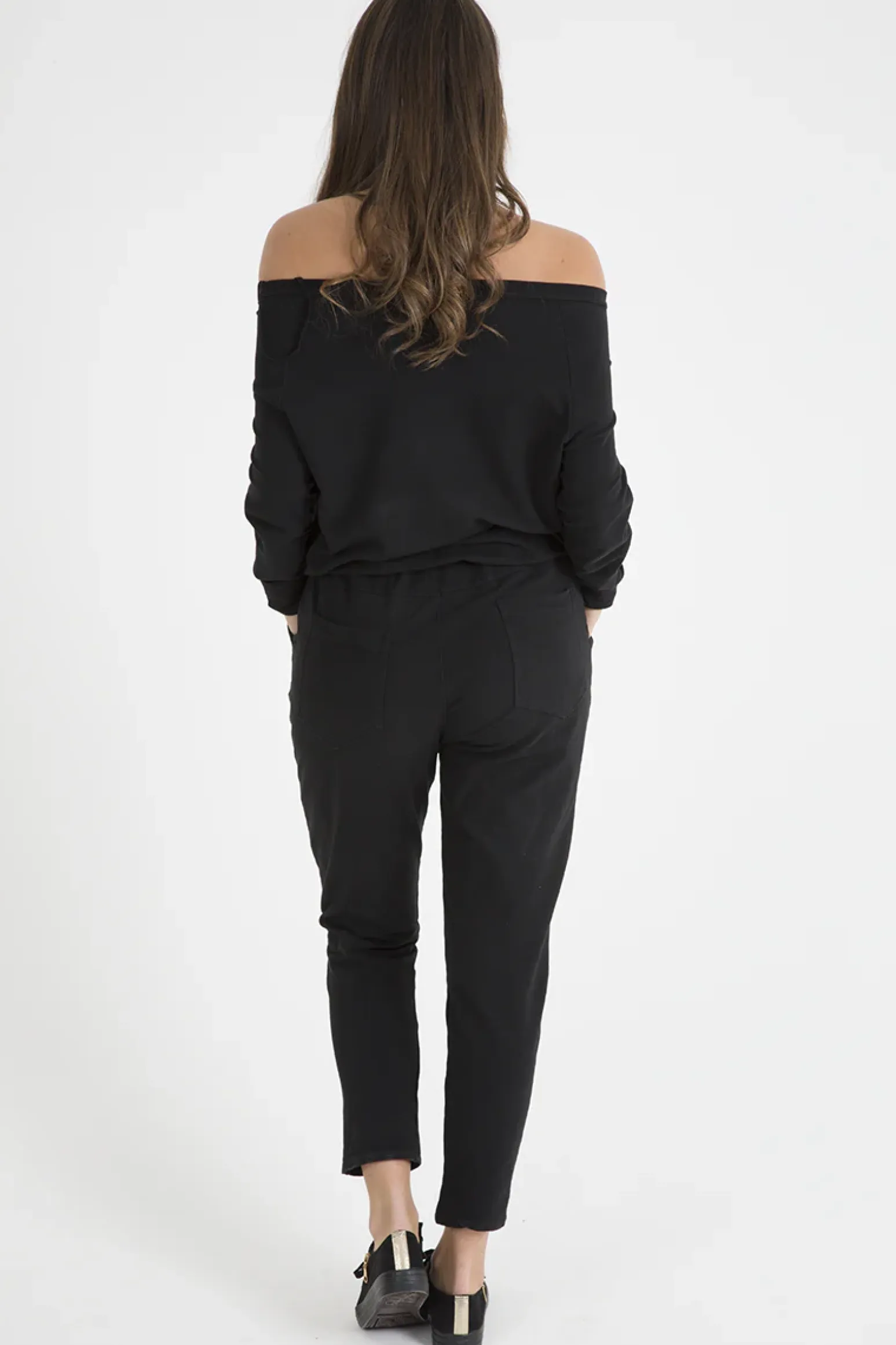 Rebellious Fashion Black Bardot Distressed Jumpsuit - Bethan