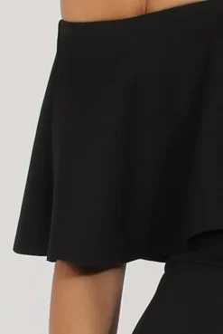 Rebellious Fashion Black Bardot Fitted Jumpsuit - Bridget