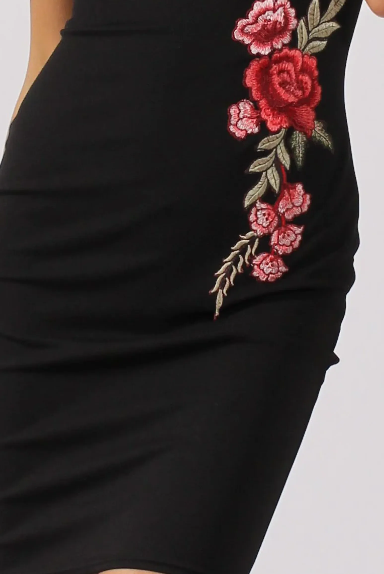 Rebellious Fashion Black Bardot Frill Embroidered Dress - Jasmine