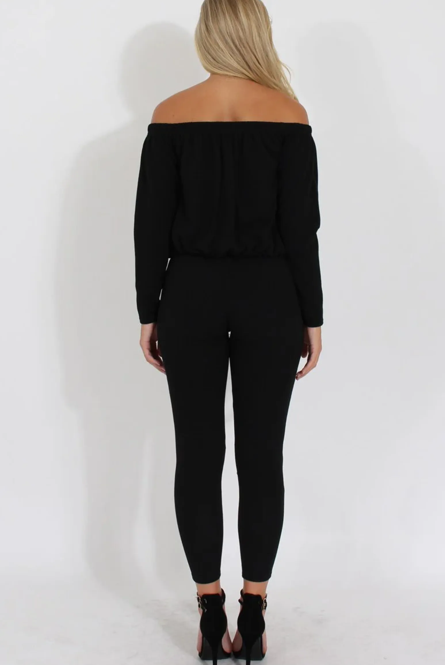 Rebellious Fashion Black Bardot Ripped Knee Jumpsuit - Betty