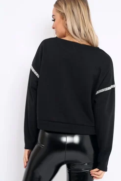 Rebellious Fashion Black Beaded Sweatshirt - Jordin