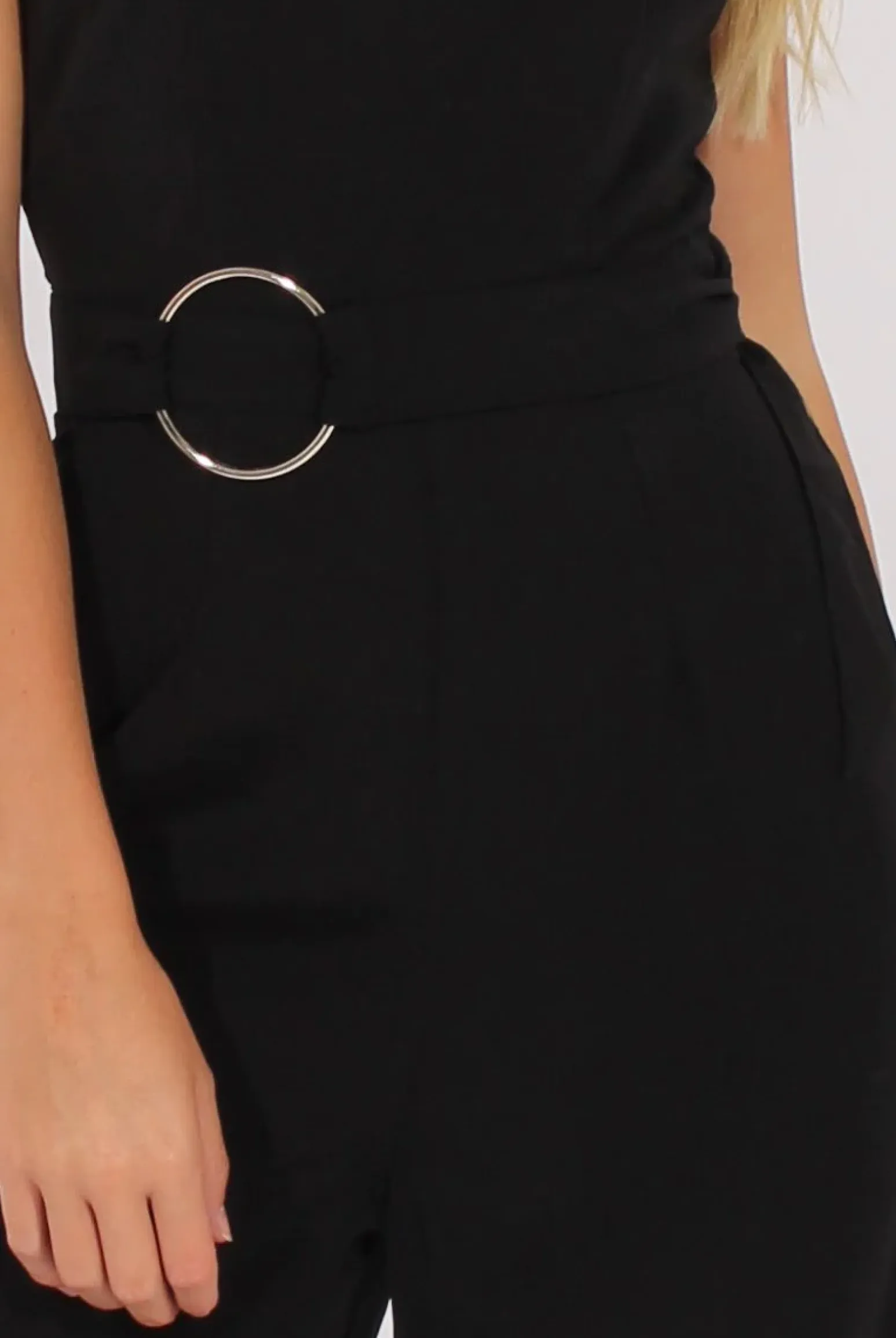 Rebellious Fashion Black Belted Bandeau Wide Leg Jumpsuit - Geneva