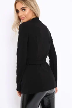 Rebellious Fashion Black Belted Blazer - Kenna