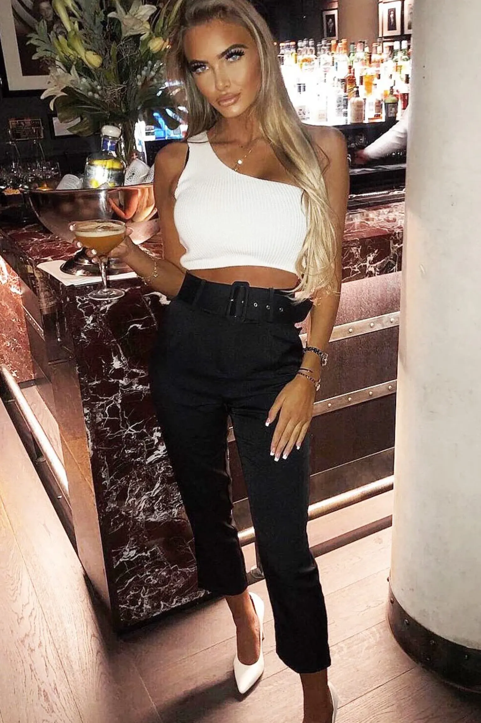 Rebellious Fashion Black Belted Tapered Peg Trousers - Jessika