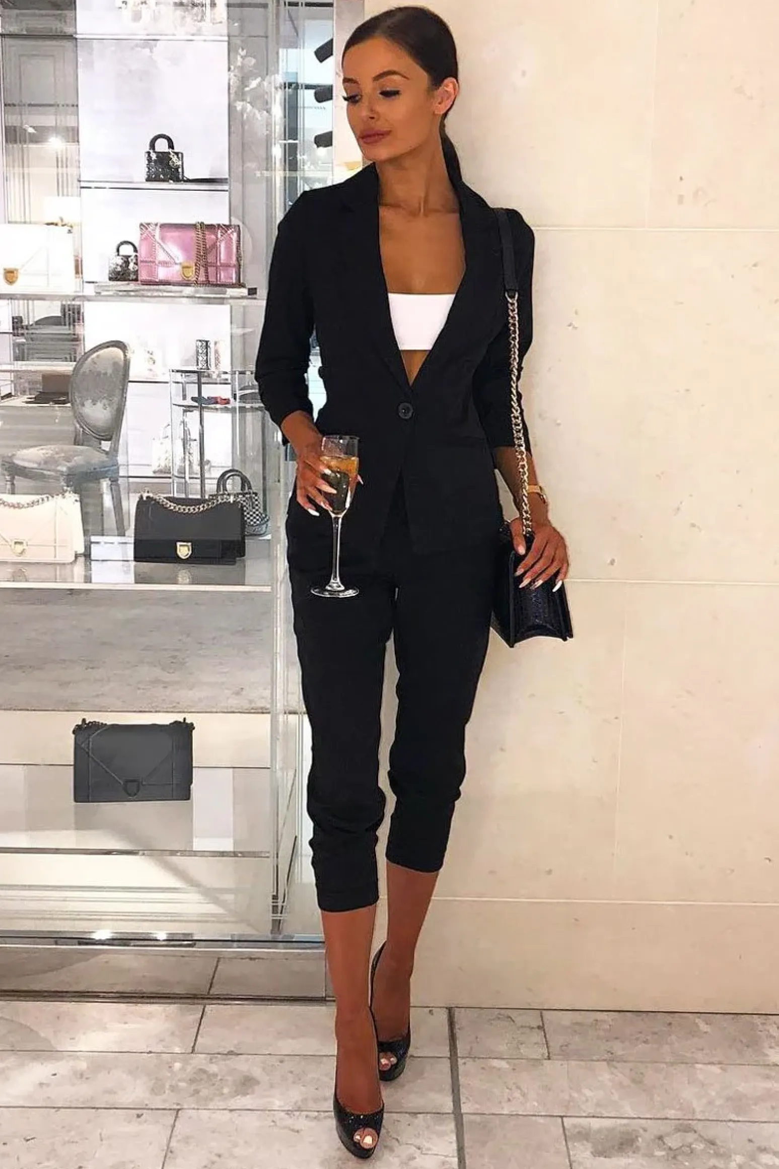 Rebellious Fashion Black Blazer and Trousers Co-Ord - Rossie