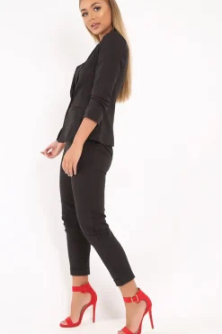 Rebellious Fashion Black Blazer and Trousers Co-Ord - Rossie