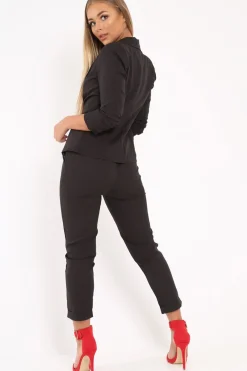Rebellious Fashion Black Blazer and Trousers Co-Ord - Rossie