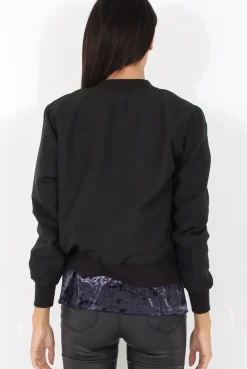 Rebellious Fashion Black Bomber Jacket - Maisie