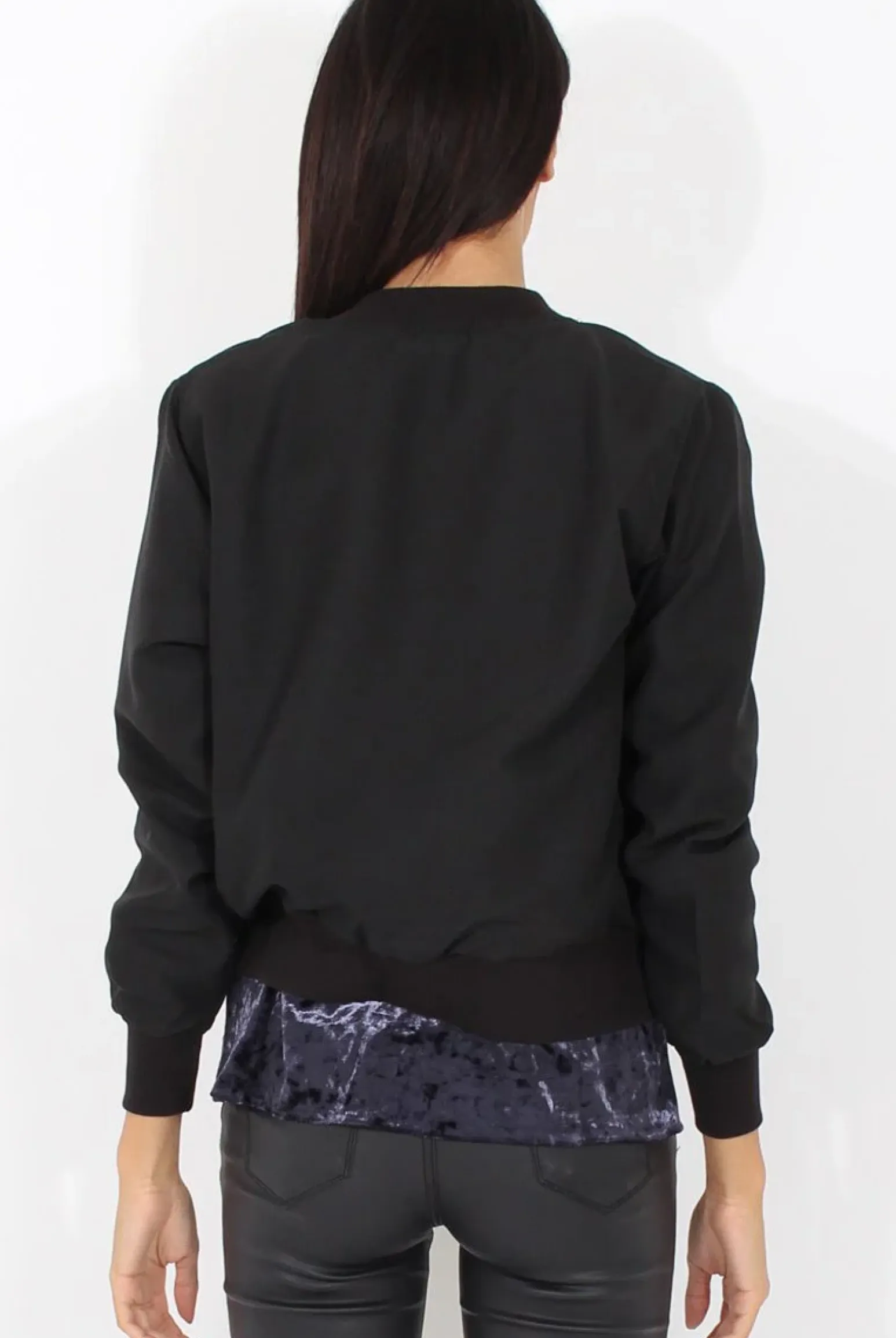 Rebellious Fashion Black Bomber Jacket - Maisie