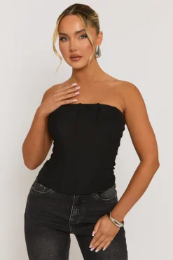 Rebellious Fashion Black Boned Corset Top - Natalya