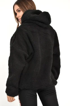 Rebellious Fashion Black Borg Pocket Front Hoodie - Dezi