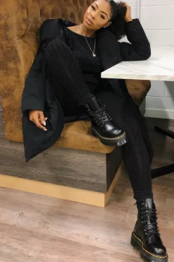Rebellious Fashion Black Cable Knit Loungewear Co-ord - Anha