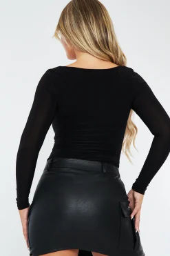 Rebellious Fashion Black Cargo Pocket Faux Leather Mini Skirt - Taylia