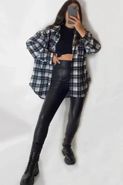 Rebellious Fashion Black Checked Pocket Front Shirt - Haily