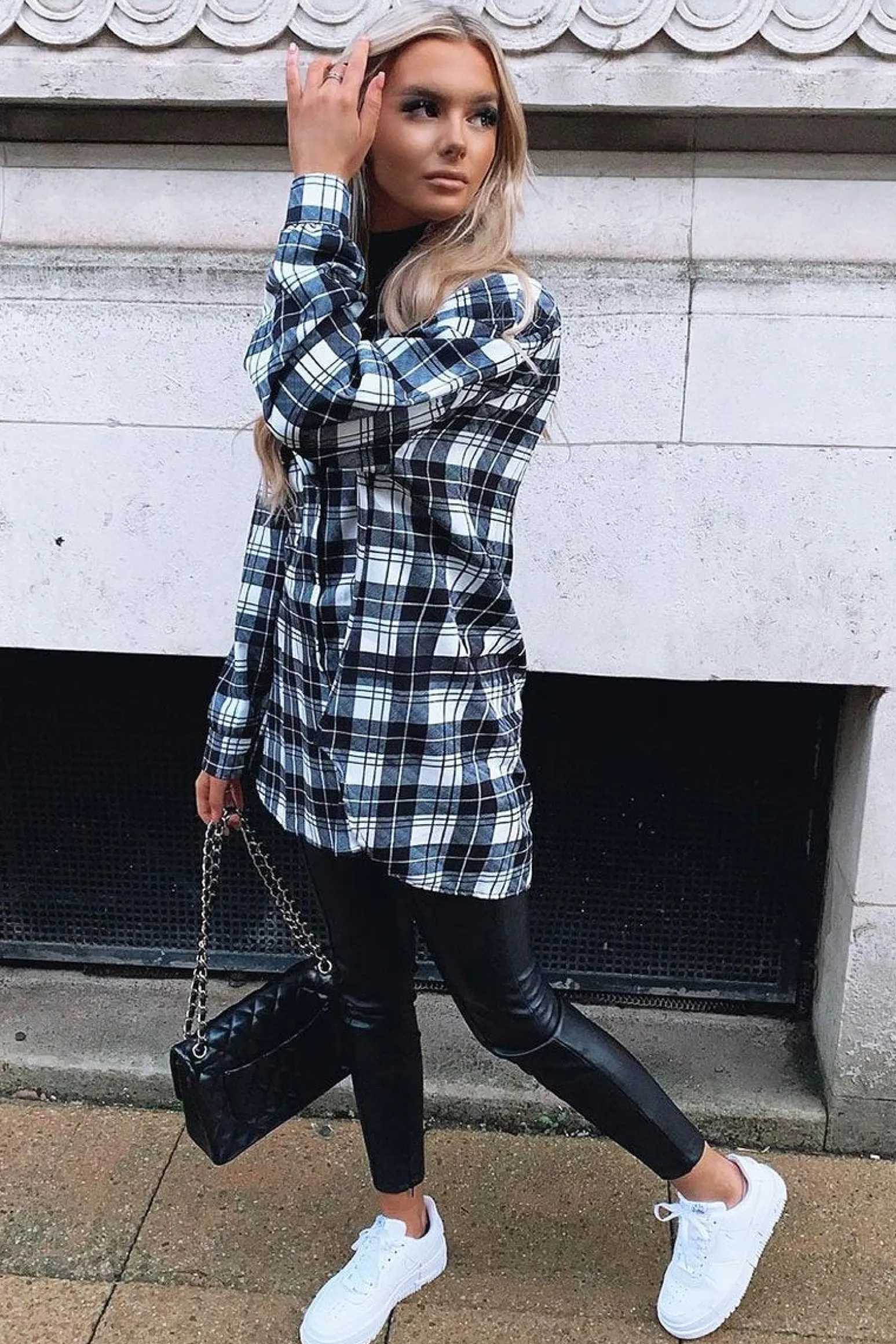 Rebellious Fashion Black Checked Pocket Front Shirt - Haily