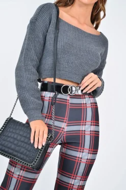 Rebellious Fashion Black Check High Waist Flared Trousers - Cherie