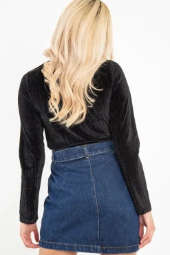 Rebellious Fashion Black Chenille High Neck Zip Back Jumper - Ivania