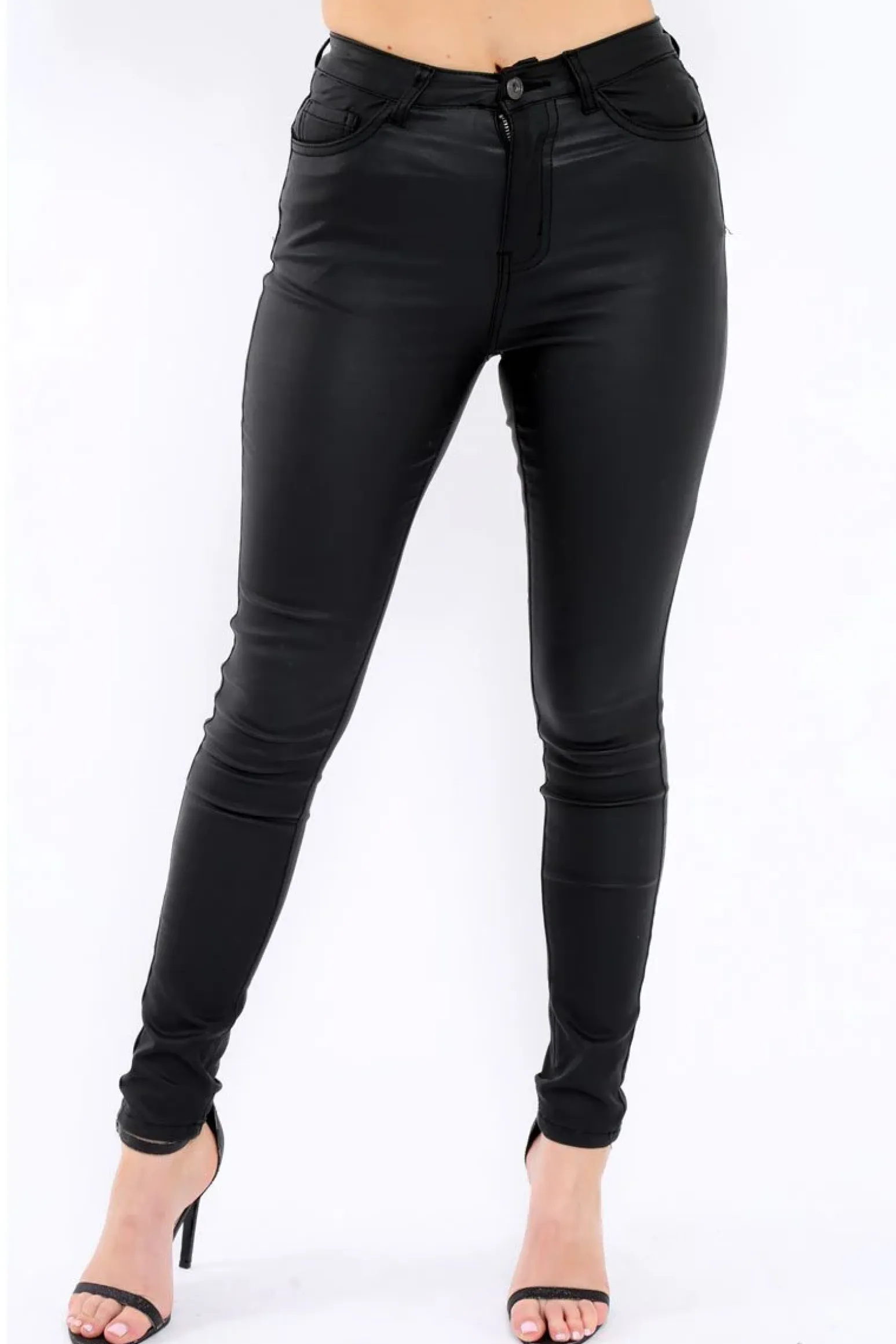 Rebellious Fashion Black Coated Skinny Jeans - Teya