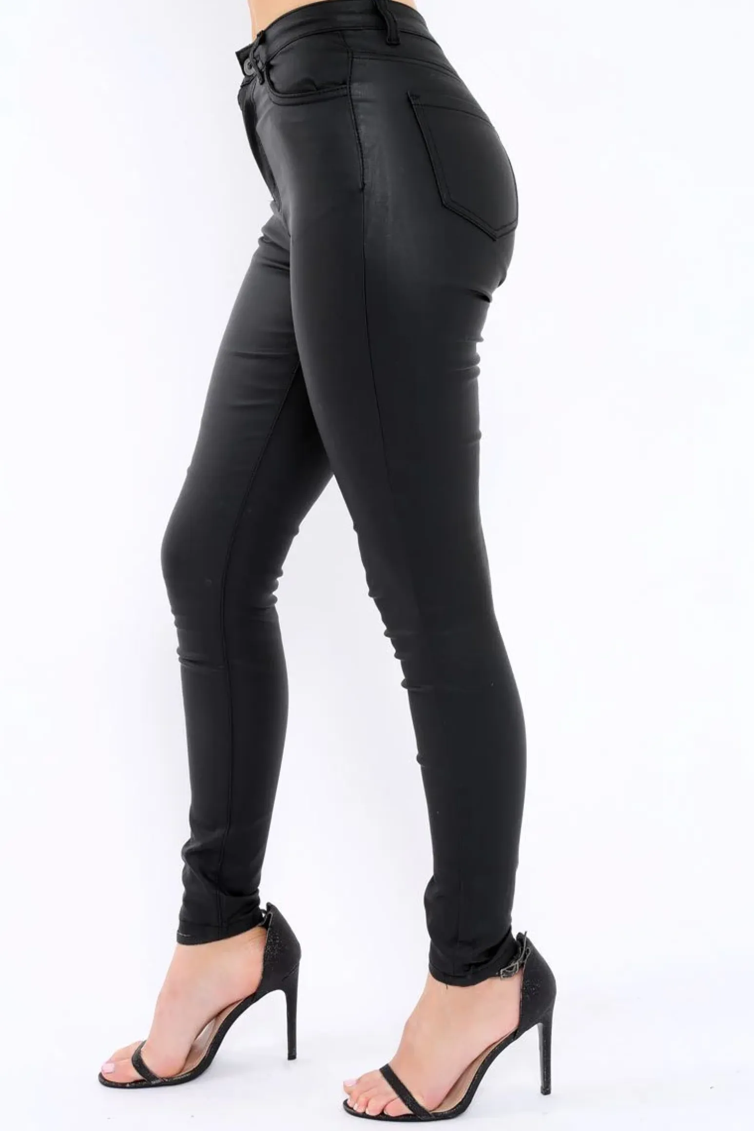 Rebellious Fashion Black Coated Skinny Jeans - Teya