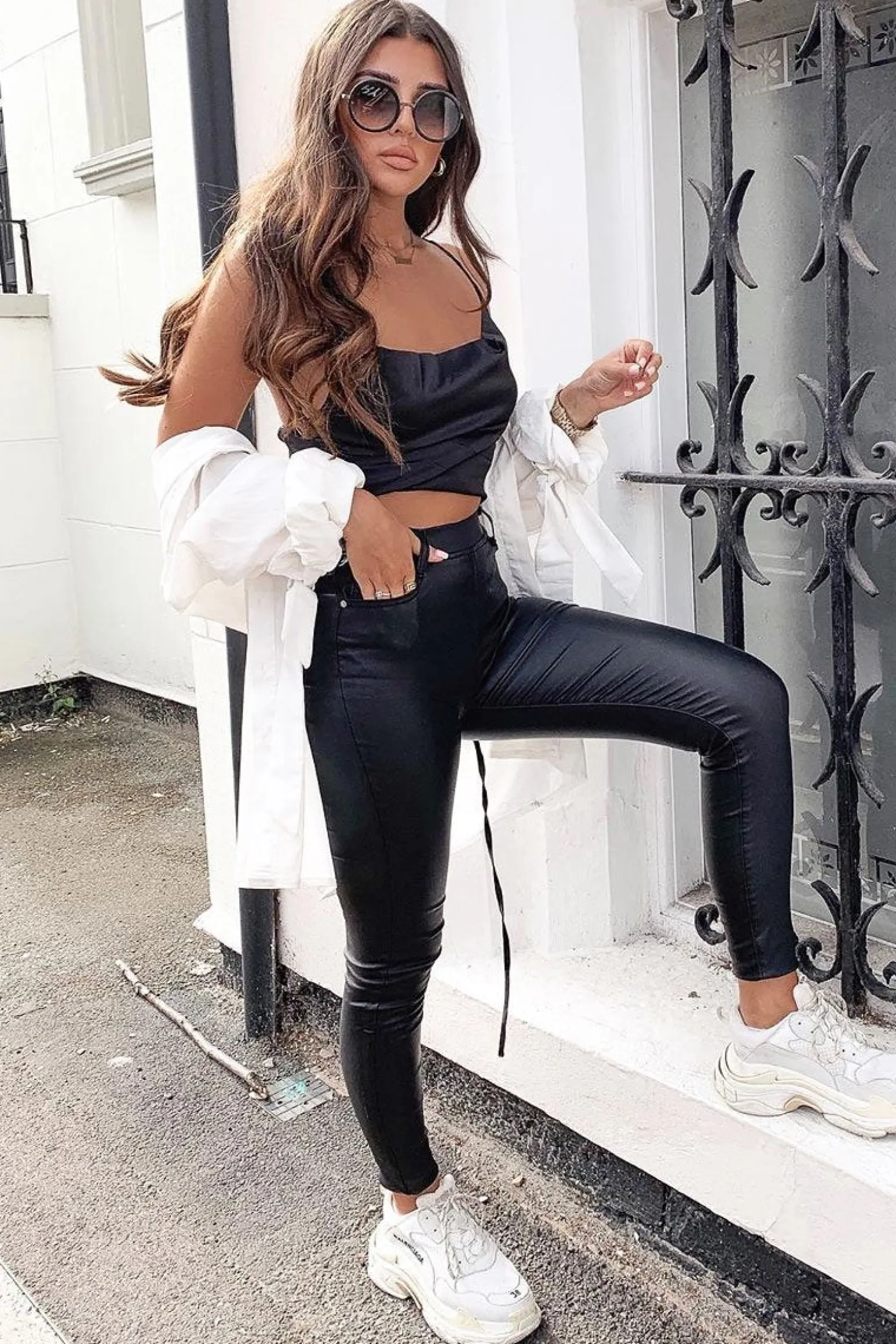 Rebellious Fashion Black Coated Zip Back Skinny Jeans - Kamyra