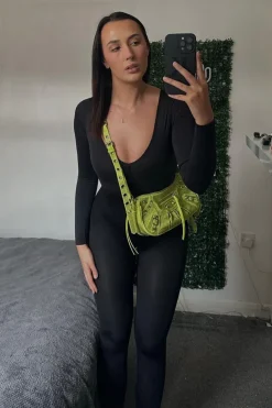 Rebellious Fashion Black Contour Long Sleeve Jumpsuit - Luana