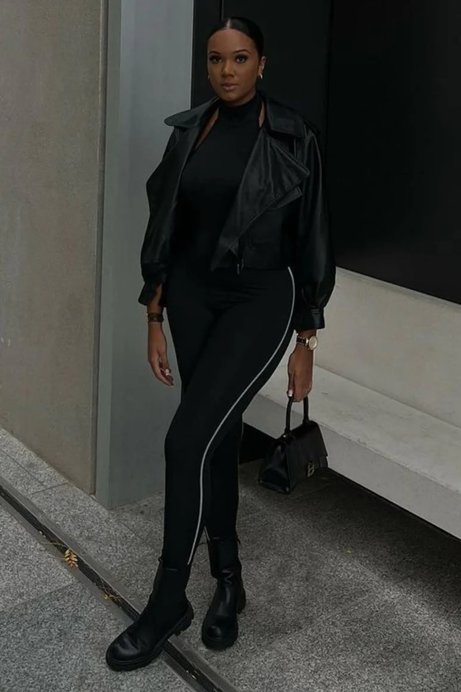 Rebellious Fashion Black Contrast Stitch Detail Halter Neck Jumpsuit - Amy