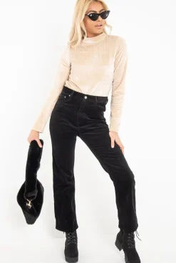 Rebellious Fashion Black Corduroy Mom Jeans - Oprah