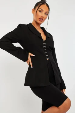 Rebellious Fashion Black Corset Detail Blazer - Aubrey