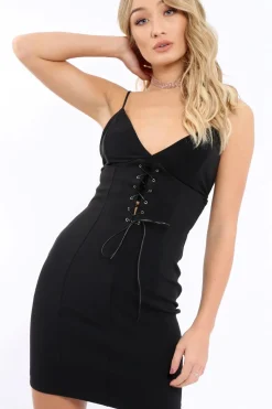 Rebellious Fashion Black Corset Lace Midi Skirt - Elise