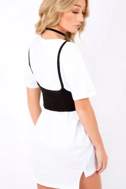 Rebellious Fashion Black Corset Lace Up Eyelet Crop Top - Mylene