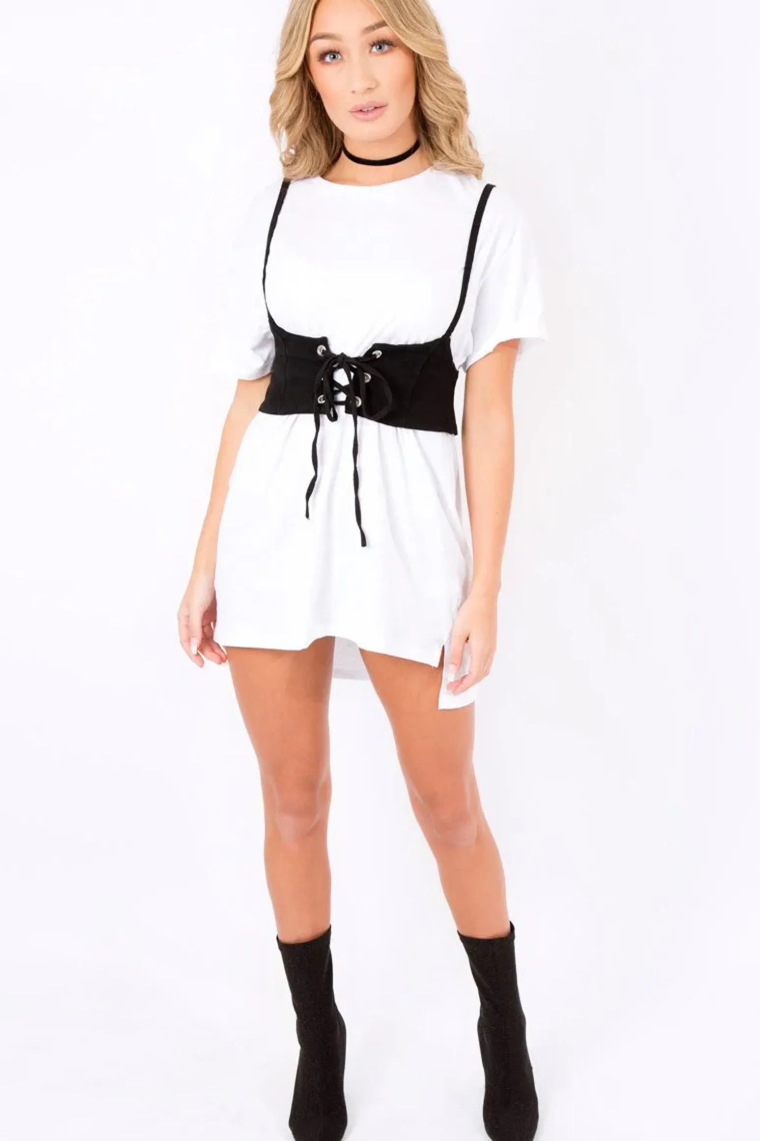 Rebellious Fashion Black Corset Lace Up Eyelet Crop Top - Mylene