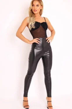 Rebellious Fashion Black Croc Faux Leather Leggings - Asani