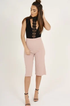 Rebellious Fashion Black Crochet Choker Bodysuit - Tamara