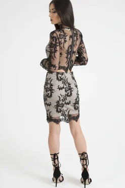 Rebellious Fashion Black Crochet High Neck Co-ord - Kyla