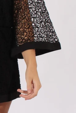 Rebellious Fashion Black Crochet Overlay Playsuit - Philomena