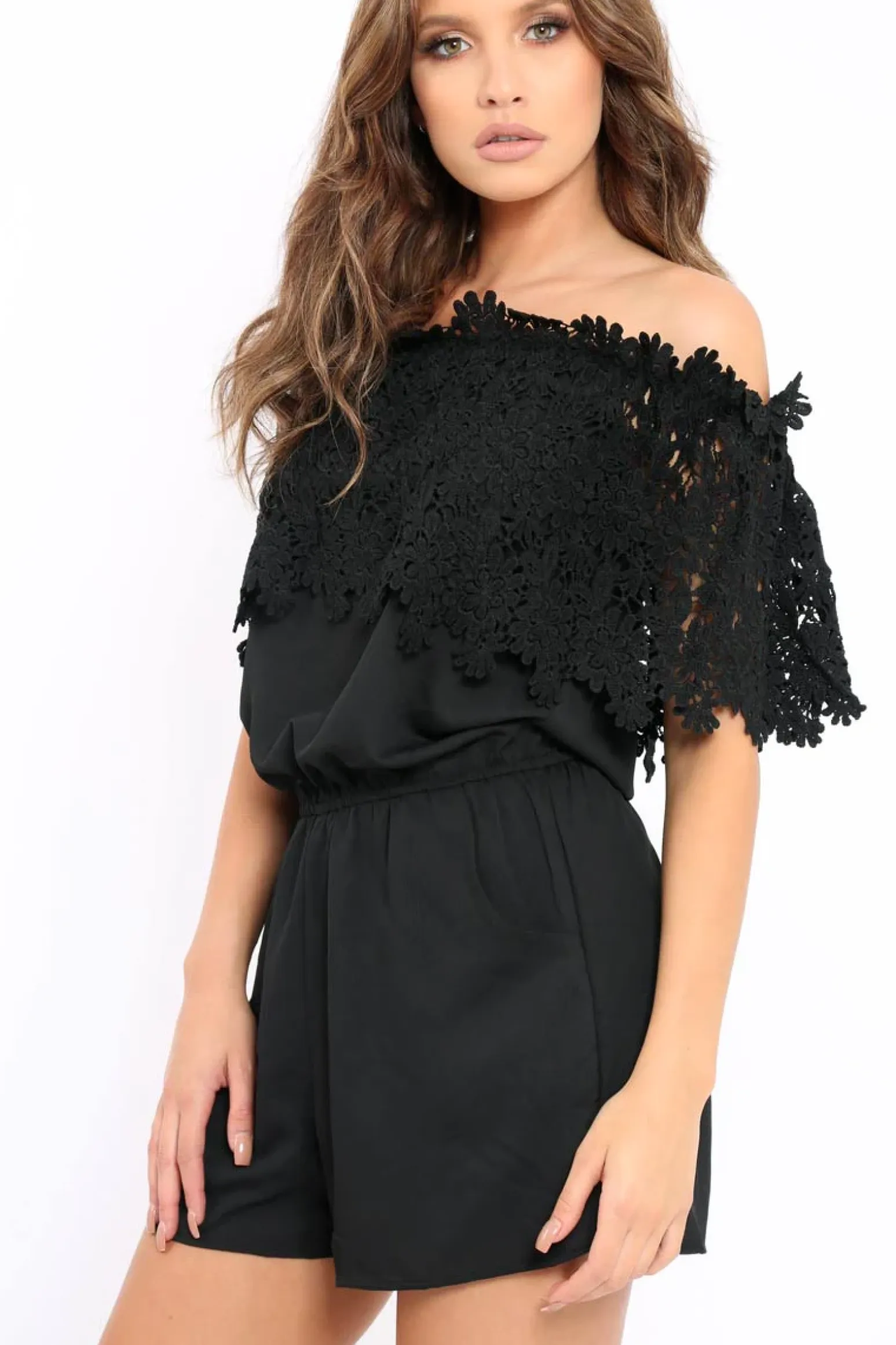 Rebellious Fashion Black Crochet Playsuit - Bec