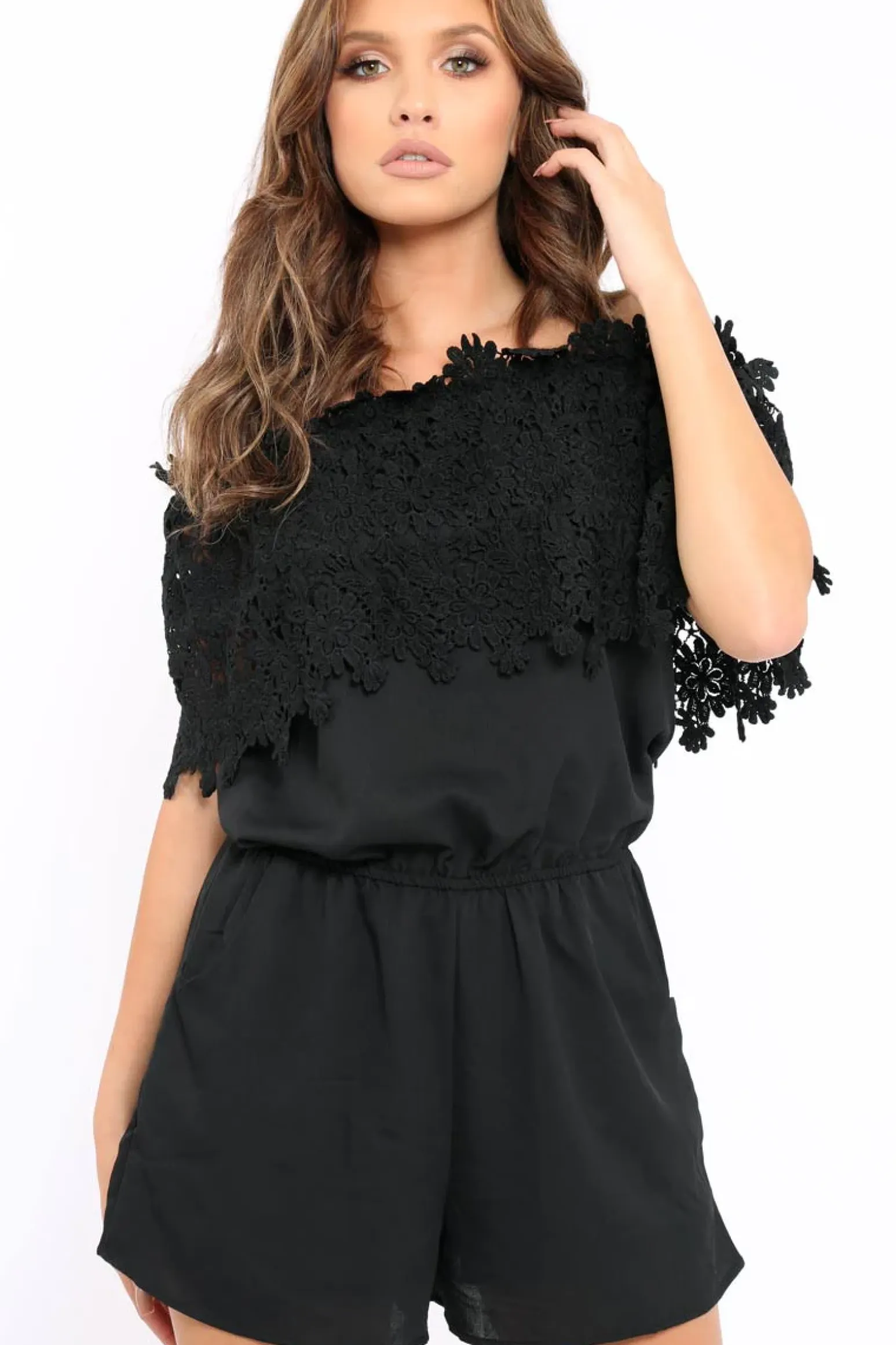 Rebellious Fashion Black Crochet Playsuit - Bec