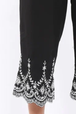 Rebellious Fashion Black Cropped Wide Leg Trousers - Eliana