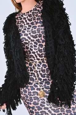 Rebellious Fashion Black Crop Shaggy Jacket - Idelle