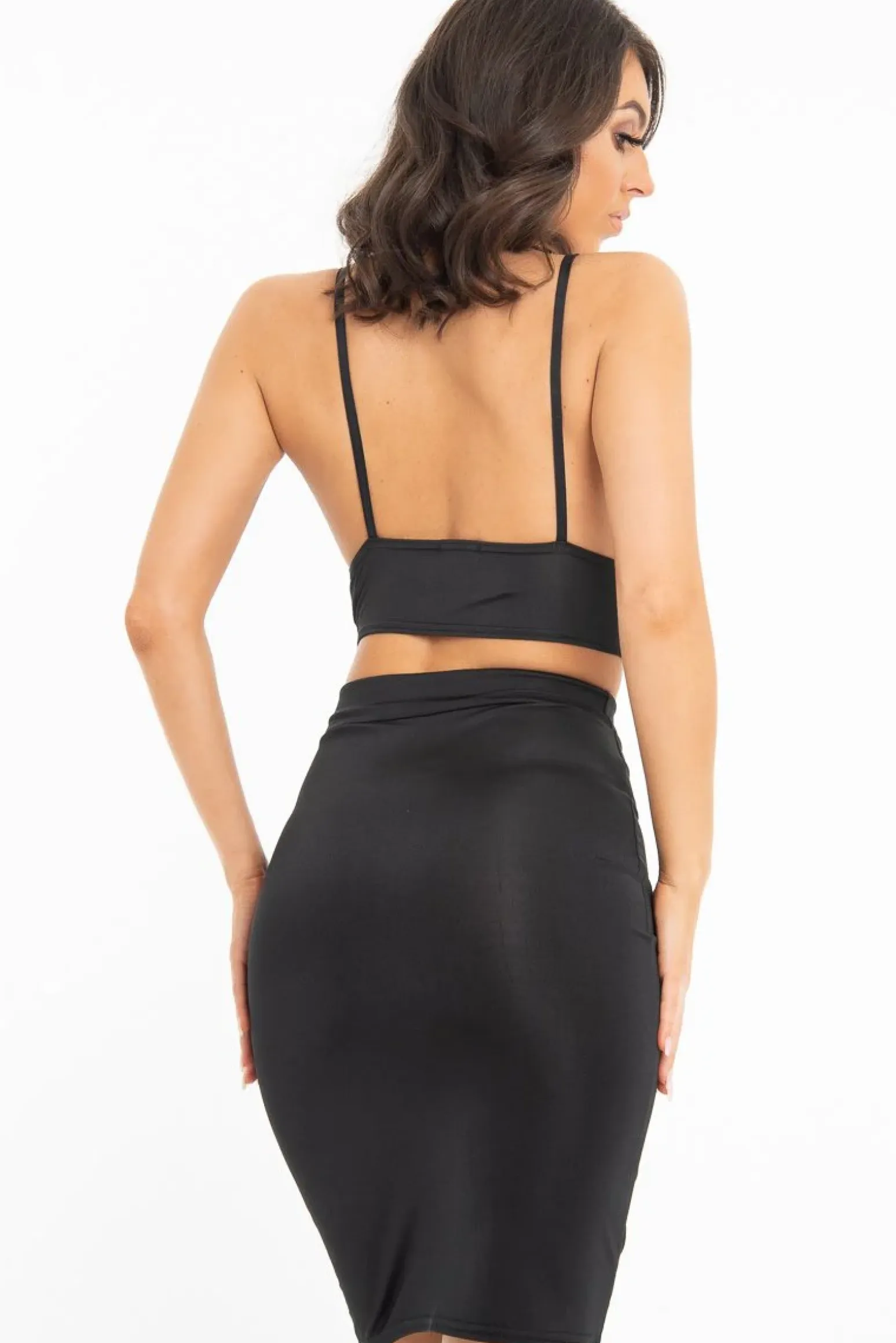 Rebellious Fashion Black Crop Top and Skirt Co-ord Set - Abbygayle