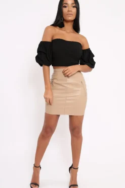 Rebellious Fashion Black Crop Top With Ruffle Sleeves - Fenix