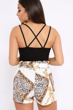 Rebellious Fashion Black Cross Over Cut Out Bodysuit - Safia