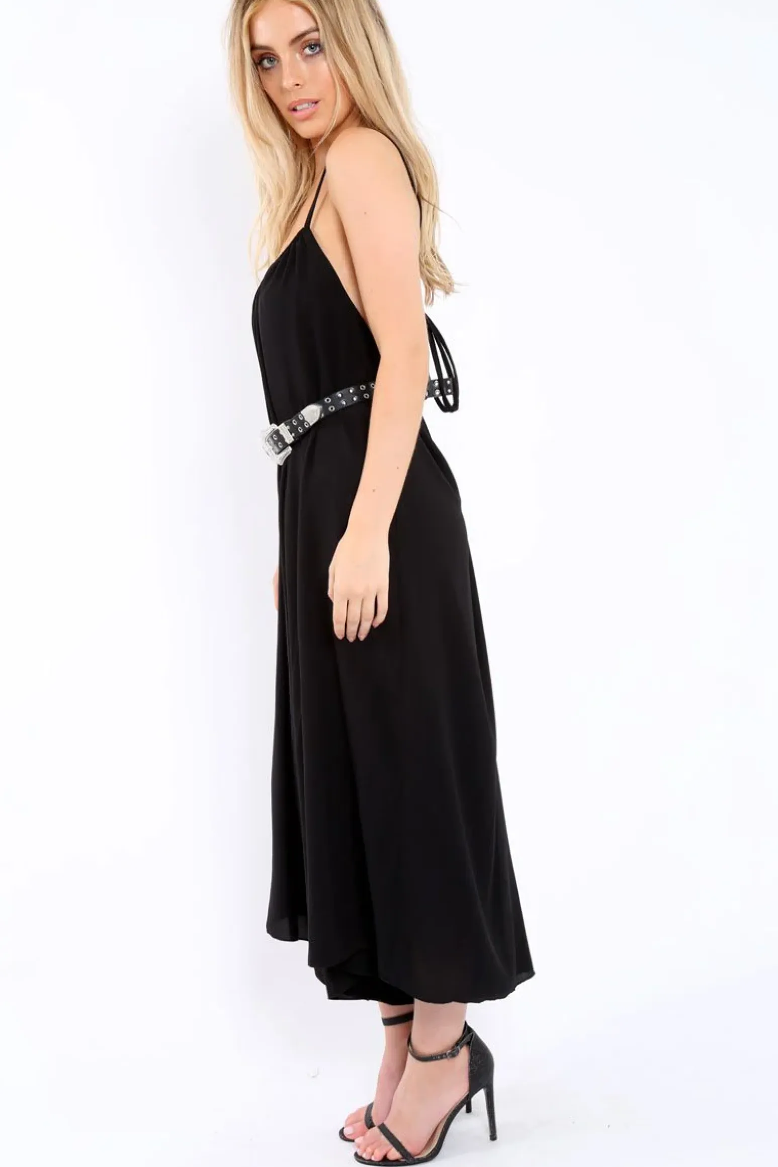 Rebellious Fashion Black Culotte Jumpsuit - Aj