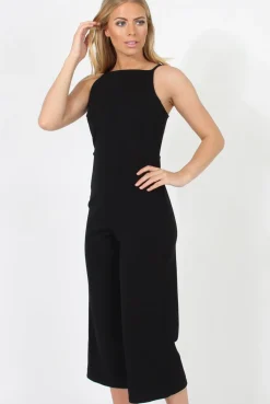 Rebellious Fashion Black Culotte Jumpsuit - Sienna