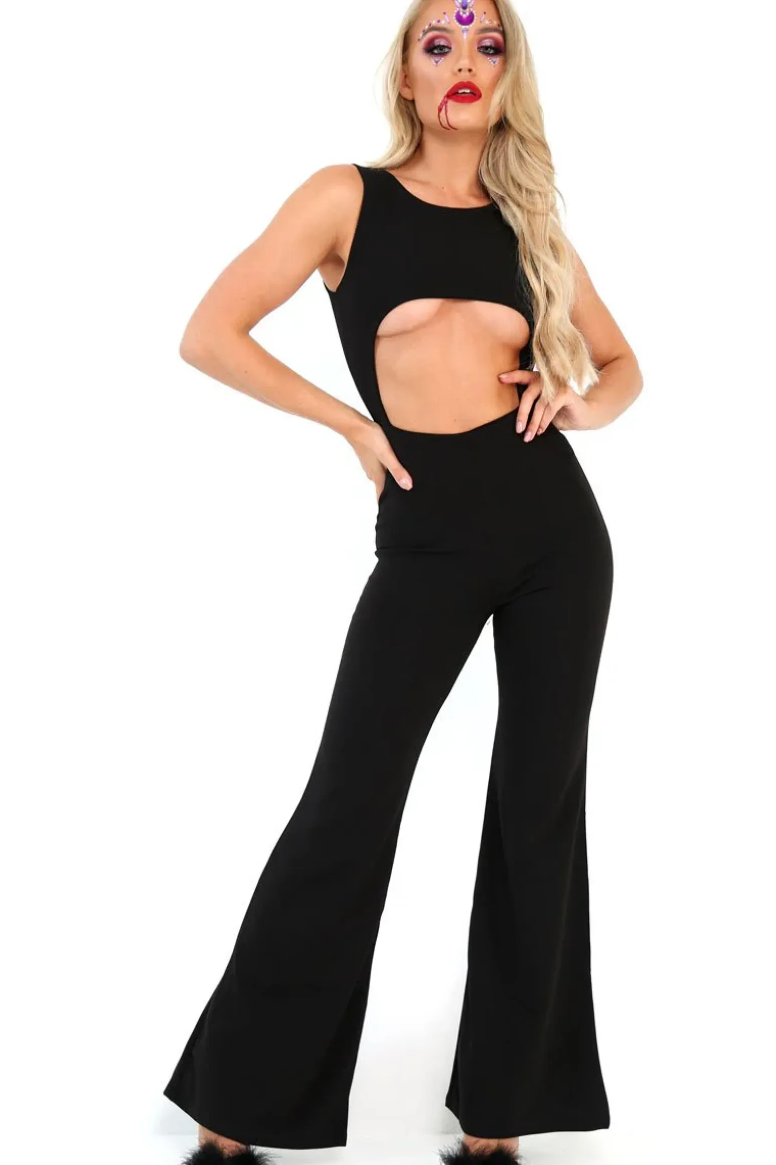 Rebellious Fashion Black Cut Out Middle Jumpsuit - Dixi