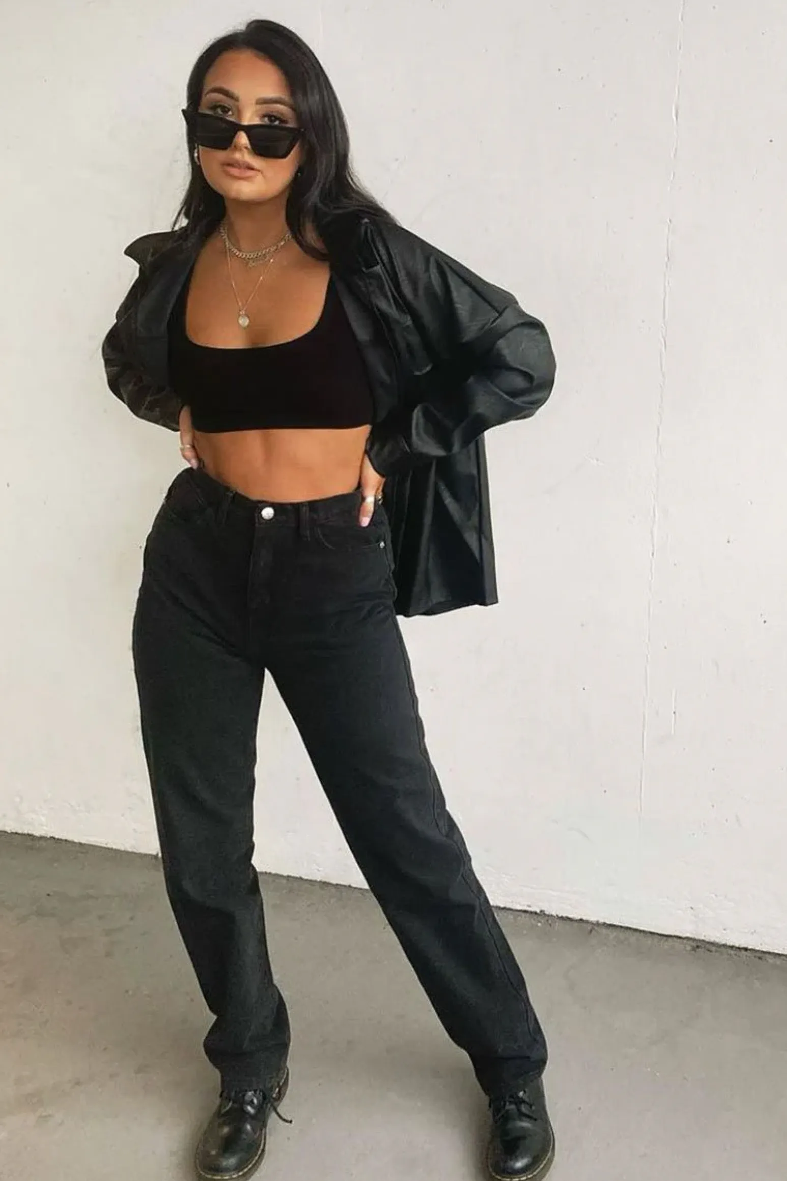 Rebellious Fashion Black Denim Extra Long Straight Leg Jeans - Blaise