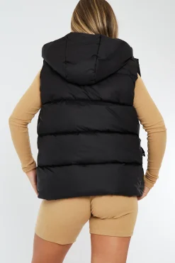 Rebellious Fashion Black Detachable Hood Puffer Gilet - Emisha