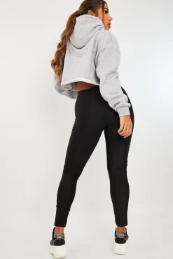 Rebellious Fashion Black Disco Fabric Leggings - Chrissa
