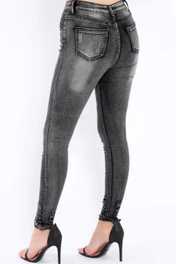 Rebellious Fashion Black Distressed Skinny Jeans - Isabellah